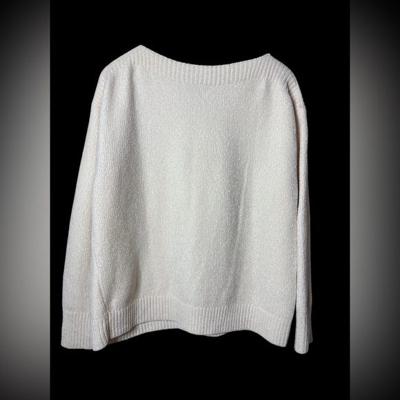 Tommy Bahama Sweaters - Tommy Bahama Women's Sweater Cream Chenille Knit Top Boat Neck Boxy Cozy Sz L